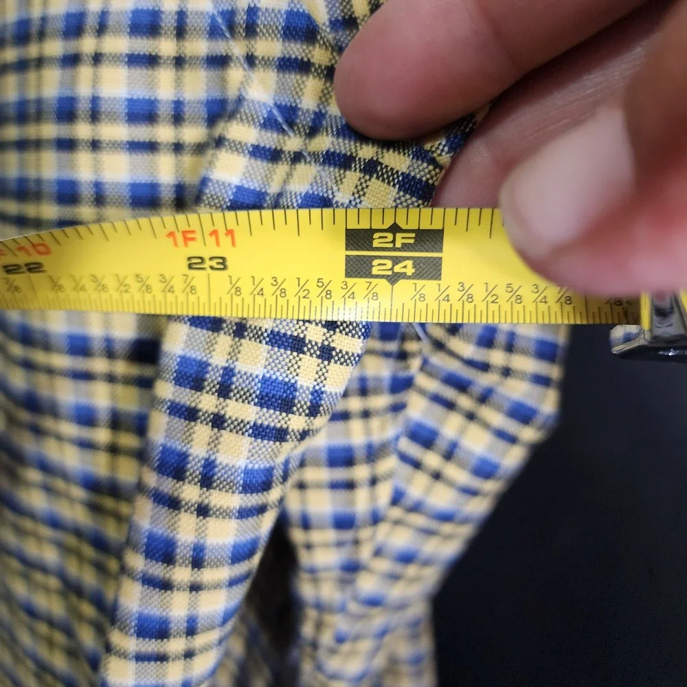Polo Ralph Lauren Blake Mens‎ Medium Plaid Button Down Shirt Yellow Blue Cotton
